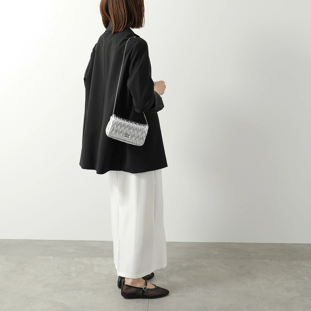 Miu Miu Matelasse Crossbody Bag ARGENTO Silver